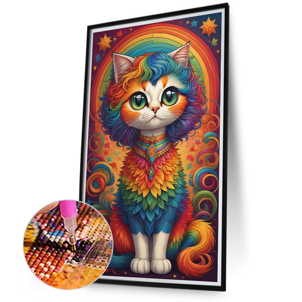 Rainbow Cat - Full Round Drill Diamond Painting 40*70CM