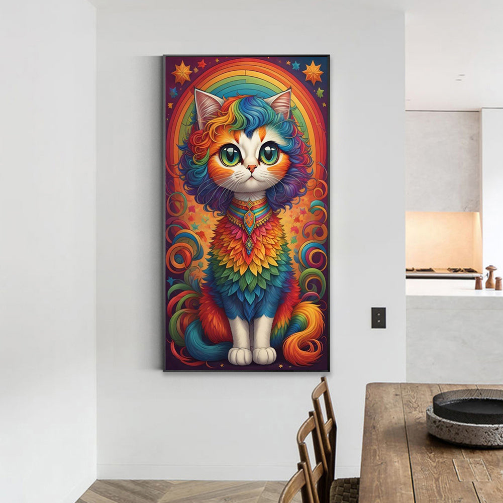 Rainbow Cat - Full Round Drill Diamond Painting 40*70CM