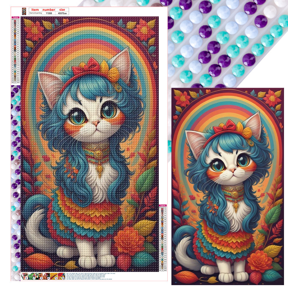 Rainbow Cat - Full Round Drill Diamond Painting 40*70CM