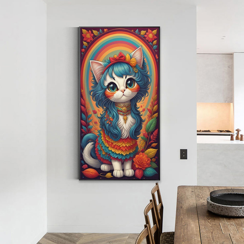 Rainbow Cat - Full Round Drill Diamond Painting 40*70CM