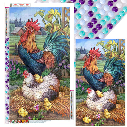 Crowing Rooster - Full Round Drill Diamond Painting 40*70CM