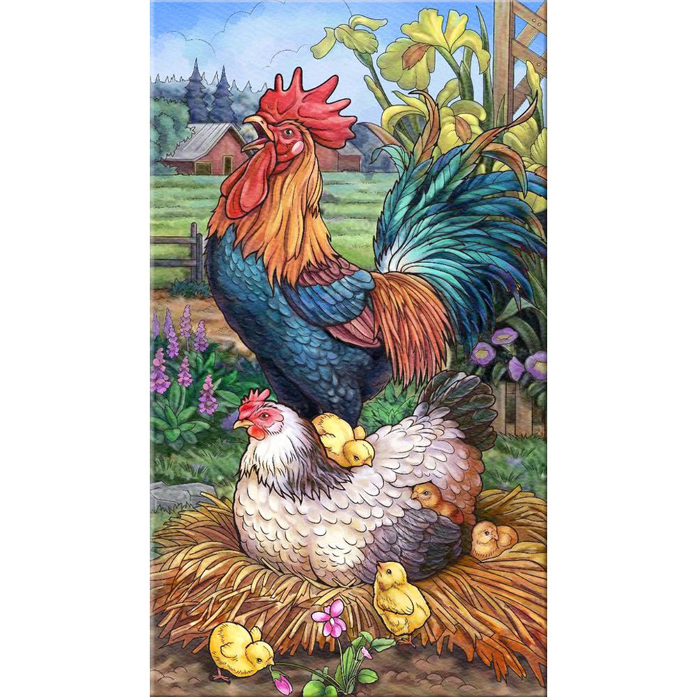 Crowing Rooster - Full Round Drill Diamond Painting 40*70CM