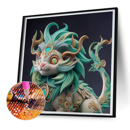 Magic Green Lion - Full Round Drill Diamond Painting 30*30CM