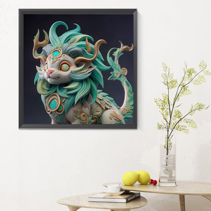 Magic Green Lion - Full Round Drill Diamond Painting 30*30CM