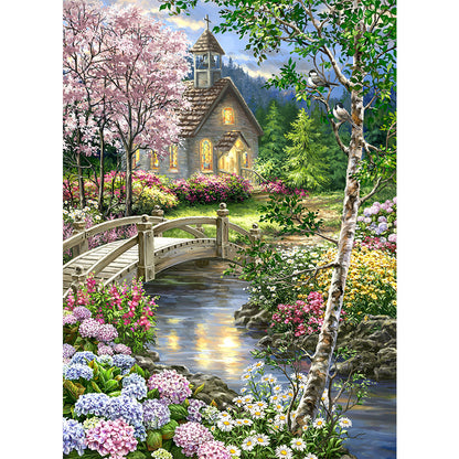 Small Bridge And Flowing Water Garden - Full AB Dril Square Diamond Painting 40*55CM