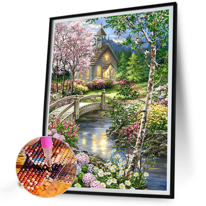 Small Bridge And Flowing Water Garden - Full AB Dril Square Diamond Painting 40*55CM