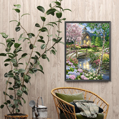 Small Bridge And Flowing Water Garden - Full AB Dril Square Diamond Painting 40*55CM