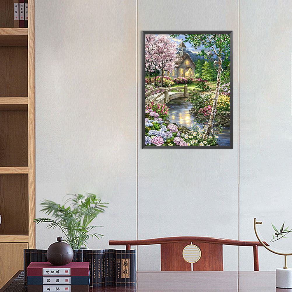 Small Bridge And Flowing Water Garden - Full AB Dril Square Diamond Painting 40*55CM