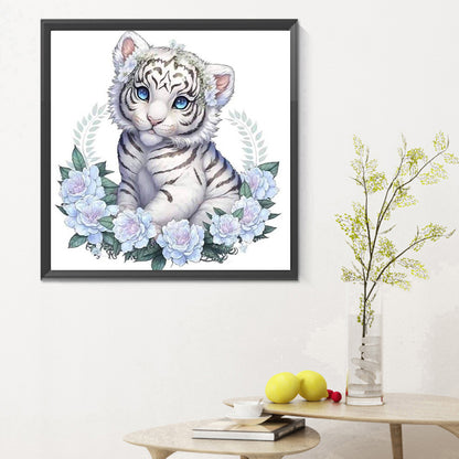 Garland White Tiger - Full Round Drill Diamond Painting 30*30CM