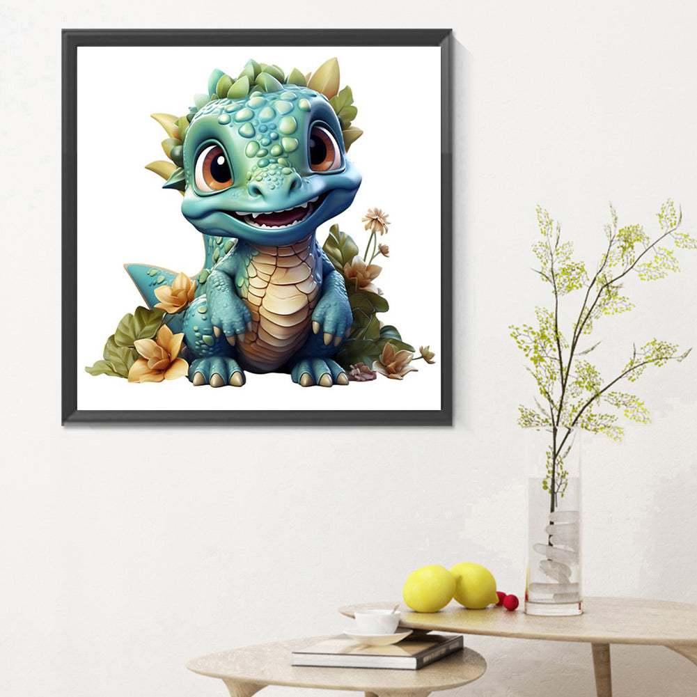 Cartoon Little Dinosaur - Full Round Drill Diamond Painting 30*30CM