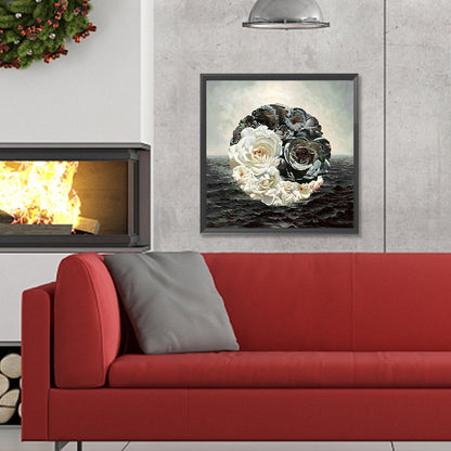 Yin Yang Diagram Flowers - Full Round Drill Diamond Painting 30*30CM