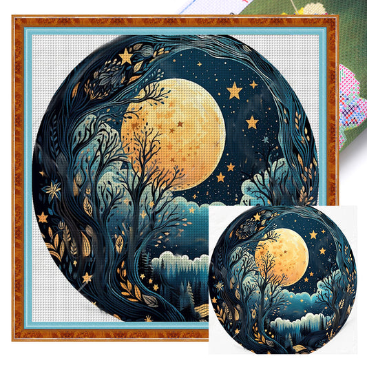 Scenery Under Moonlight - 11CT Stamped Cross Stitch 50*50CM