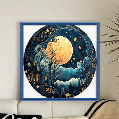 Scenery Under Moonlight - 11CT Stamped Cross Stitch 50*50CM