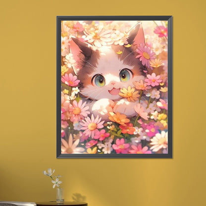 Cat Admiring Flowers - Full AB Dril Square Diamond Painting 40*50CM