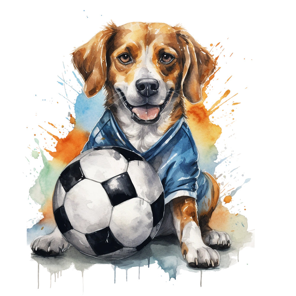 Puppy Playing Ball - Full Round Drill Diamond Painting 30*30CM