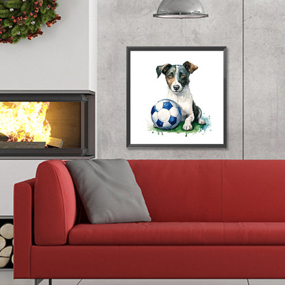 Puppy Playing Ball - Full Round Drill Diamond Painting 30*30CM