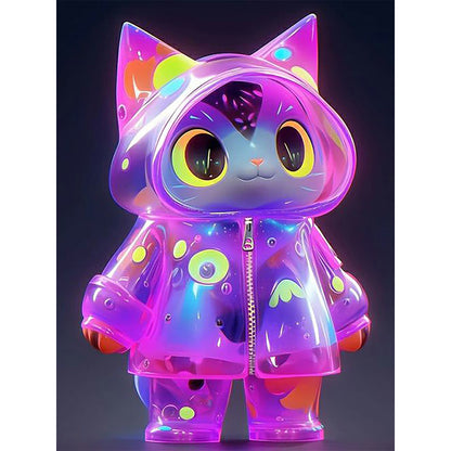 Cyber Raincoat Kitten - Full Round Drill Diamond Painting 30*40CM