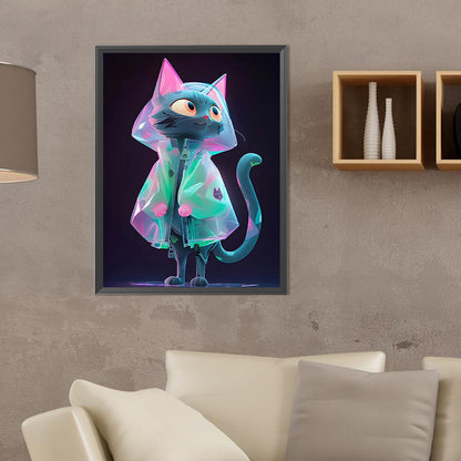Cyber Raincoat Kitten - Full Round Drill Diamond Painting 30*40CM