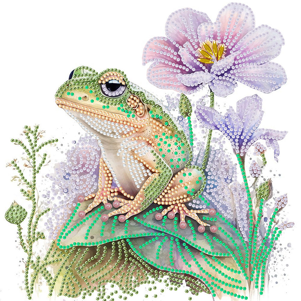 Flower And Frog - Special Shaped Drill Diamond Painting 30*30CM