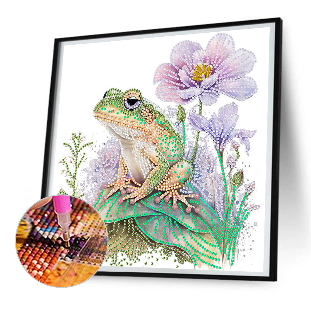 Flower And Frog - Special Shaped Drill Diamond Painting 30*30CM