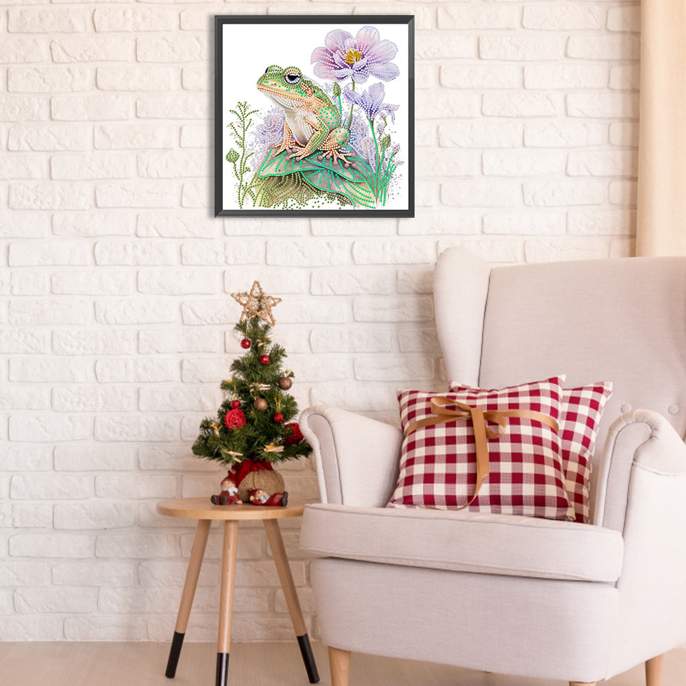 Flower And Frog - Special Shaped Drill Diamond Painting 30*30CM