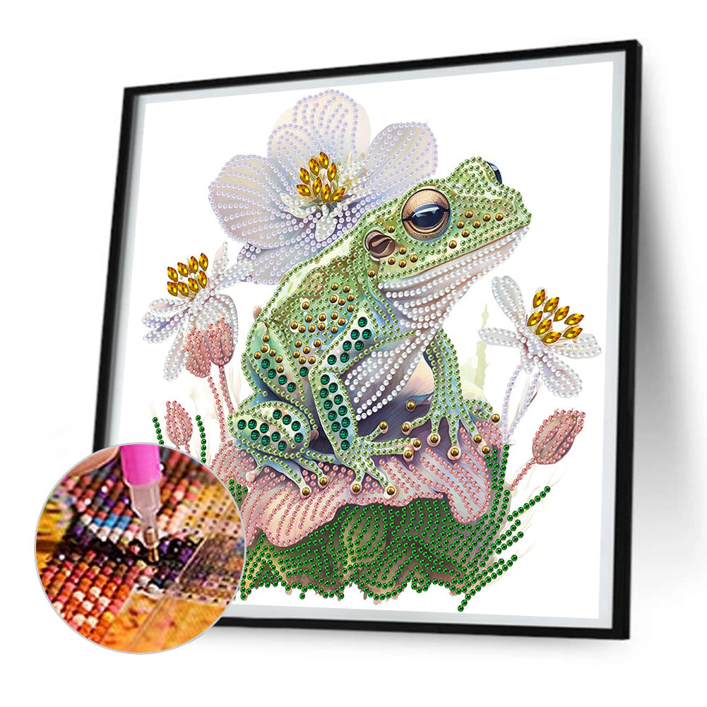 Flower And Frog - Special Shaped Drill Diamond Painting 30*30CM