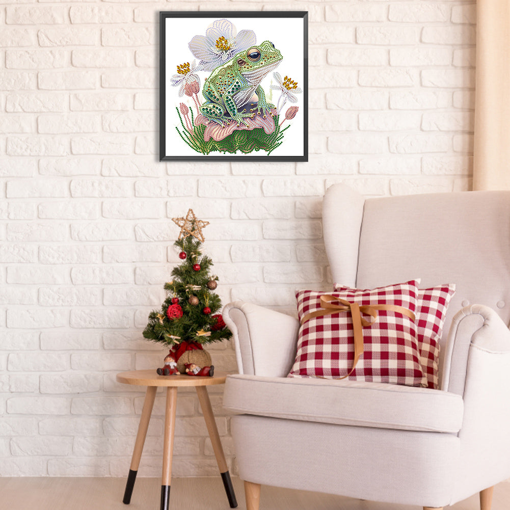 Flower And Frog - Special Shaped Drill Diamond Painting 30*30CM