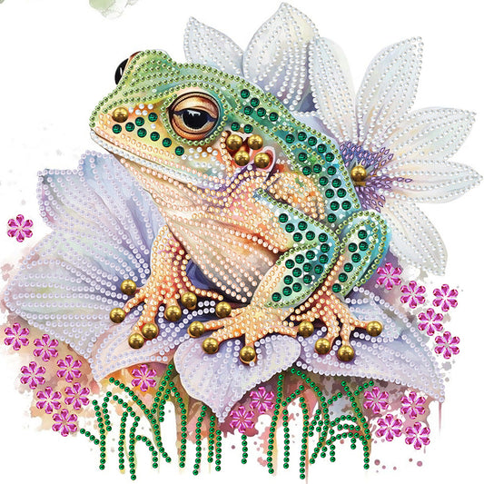 Flower And Frog - Special Shaped Drill Diamond Painting 30*30CM