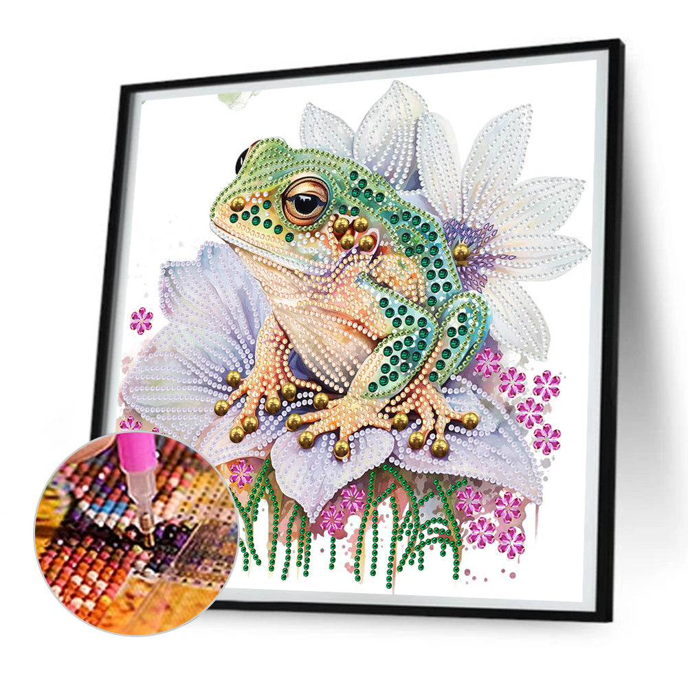 Flower And Frog - Special Shaped Drill Diamond Painting 30*30CM