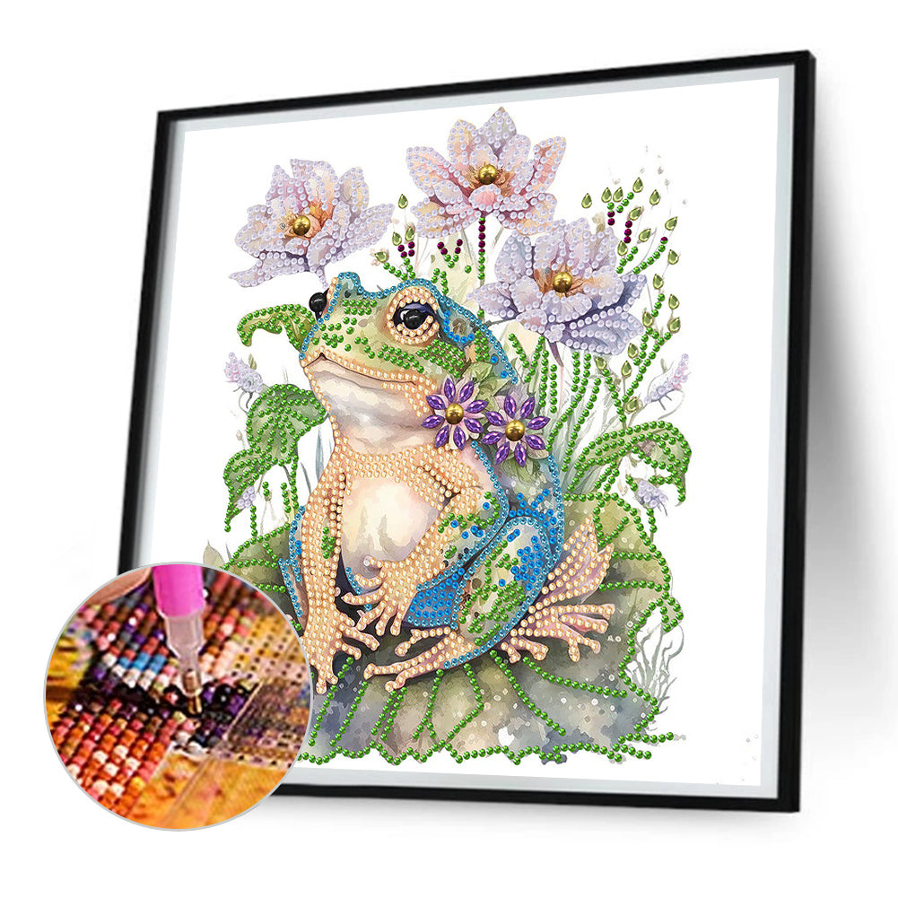 Flower And Frog - Special Shaped Drill Diamond Painting 30*30CM