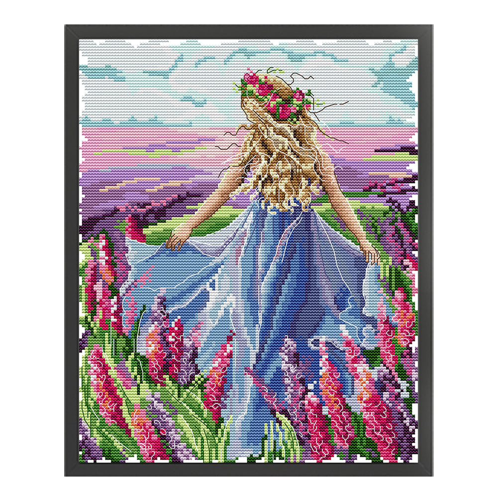 Lavender Girl - 11CT Counted Cross Stitch 36*44CM(Joy Sunday)