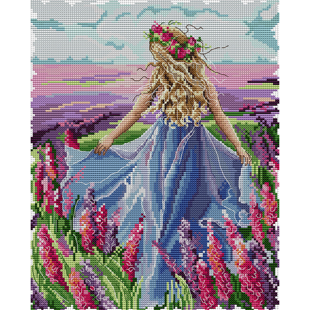 Lavender Girl - 11CT Counted Cross Stitch 36*44CM(Joy Sunday)