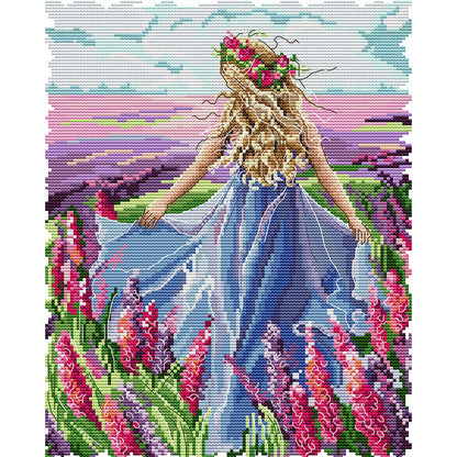 Lavender Girl - 16CT Stamped Cross Stitch 25*30CM(Joy Sunday)