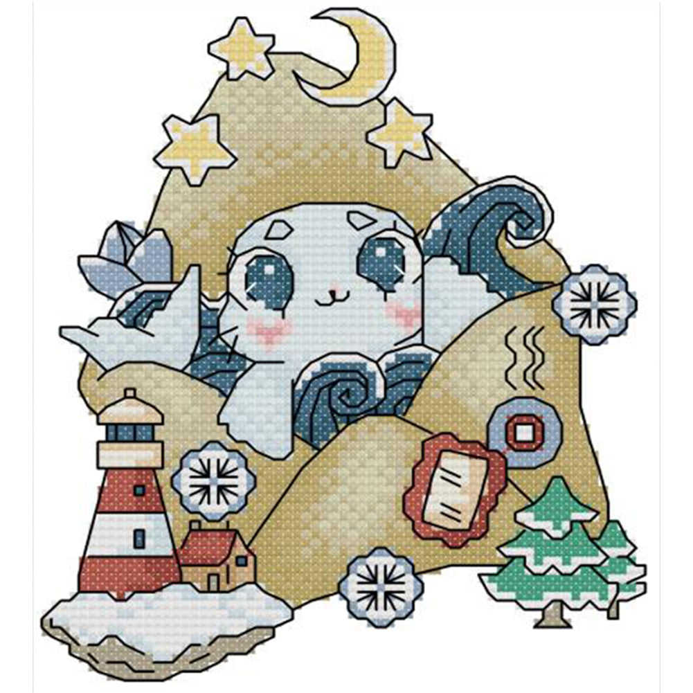 Winter Of Stamps - 16CT Stamped Cross Stitch 15*17CM(Joy Sunday)