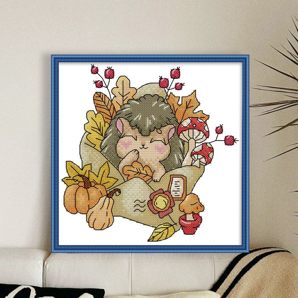 Autumn Of Stamps - 14CT Stamped Cross Stitch 19*19CM(Joy Sunday)