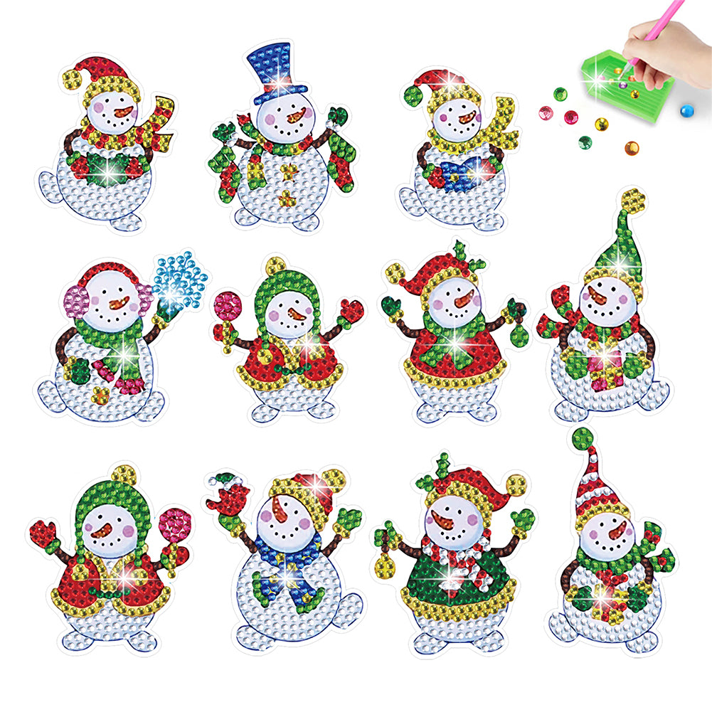 2PCS Christmas Gem Art DIY Craft Kit Diamond Painting Sticker (Xmas Snowman)