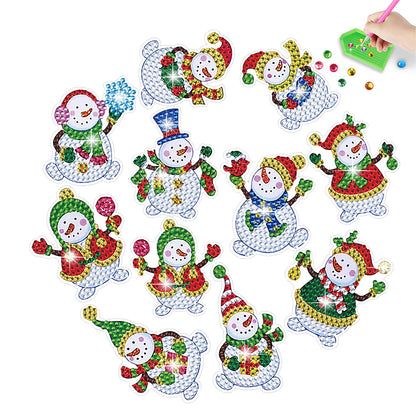 2PCS Christmas Gem Art DIY Craft Kit Diamond Painting Sticker (Xmas Snowman)