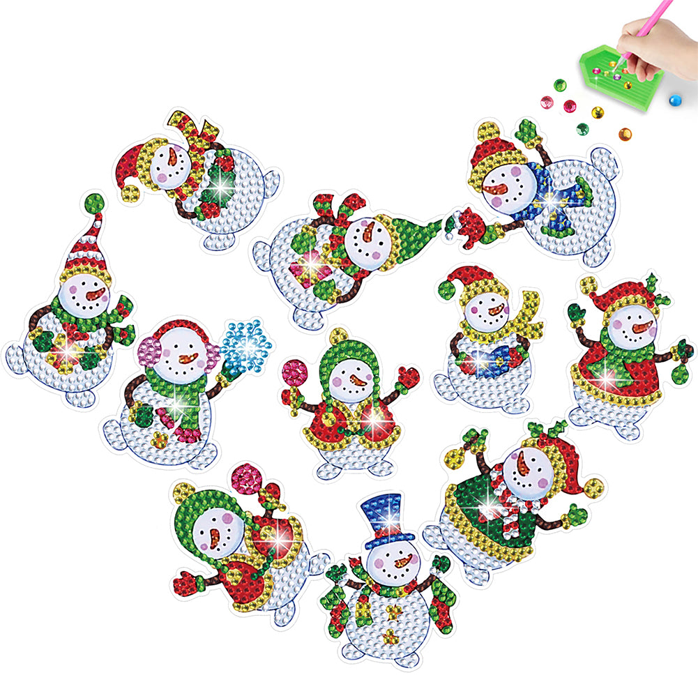 2PCS Christmas Gem Art DIY Craft Kit Diamond Painting Sticker (Xmas Snowman)