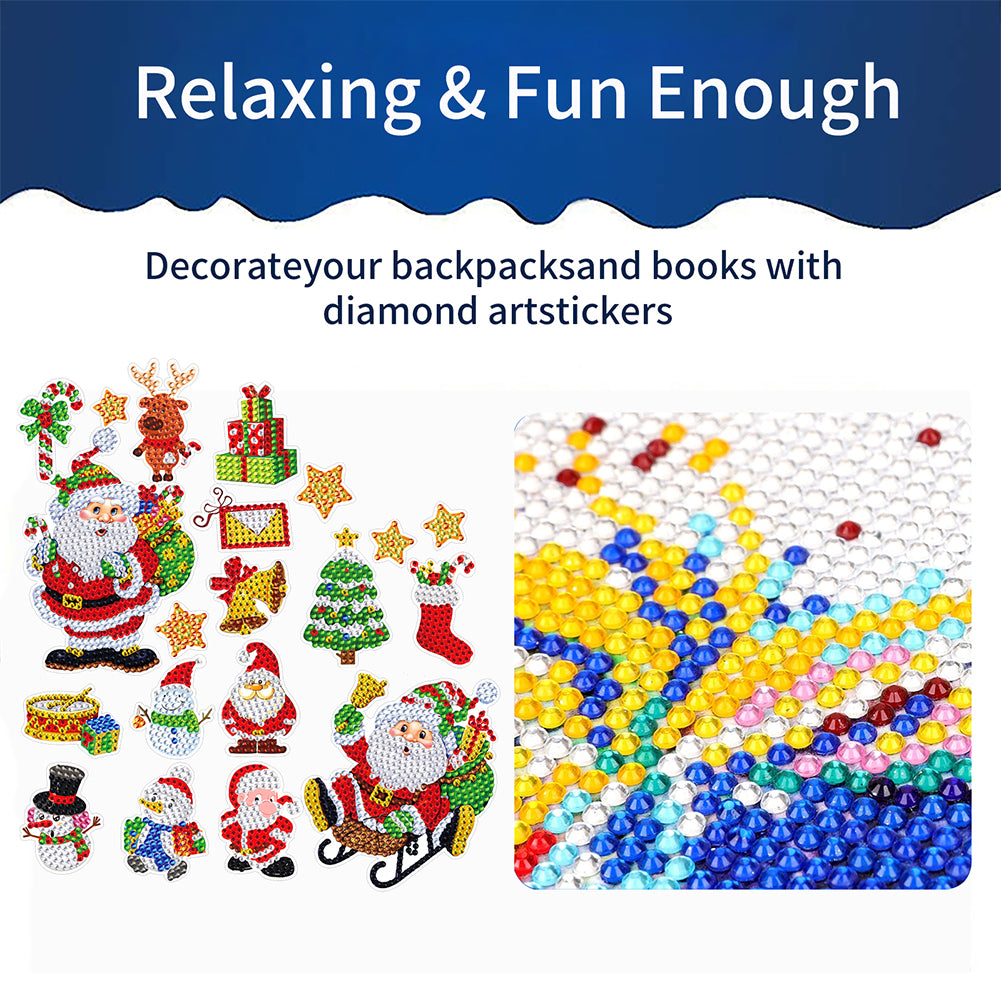 2PCS Christmas Gem Art DIY Craft Kit Diamond Painting Sticker (Santa)