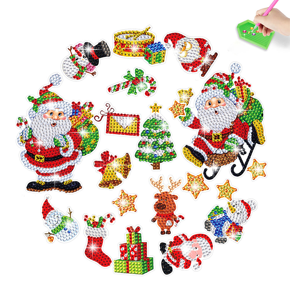 2PCS Christmas Gem Art DIY Craft Kit Diamond Painting Sticker (Santa)