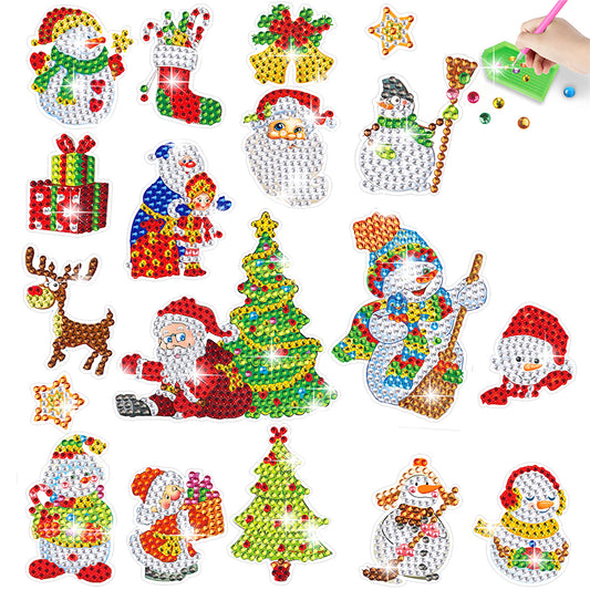 2PCS Christmas Gem Art DIY Craft Kit Diamond Painting Sticker (Xmas is Coming)