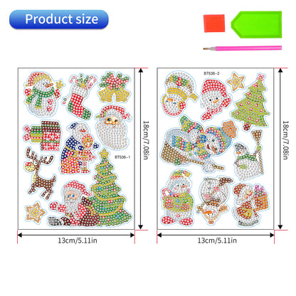 2PCS Christmas Gem Art DIY Craft Kit Diamond Painting Sticker (Xmas is Coming)