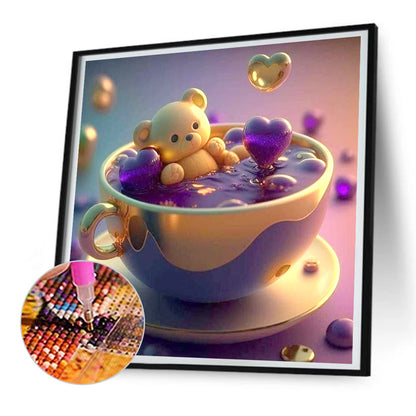 Teacup Bear - Full Round Drill Diamond Painting 30*30CM