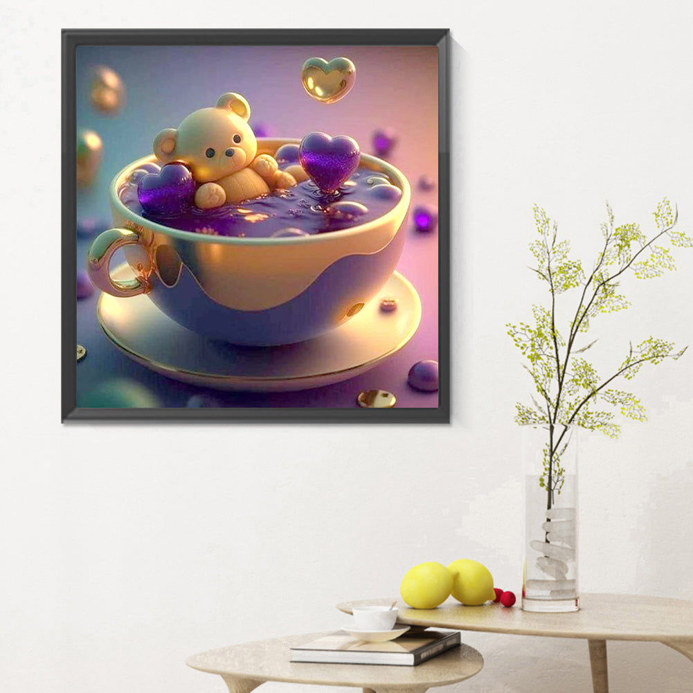 Teacup Bear - Full Round Drill Diamond Painting 30*30CM