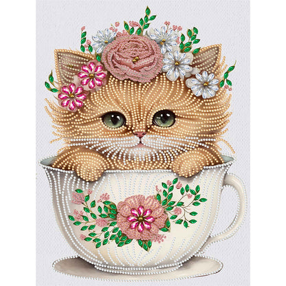 Teacup Kitten - Special Shaped Drill Diamond Painting 30*40CM