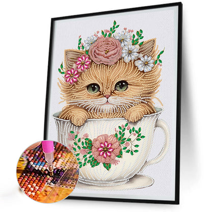 Teacup Kitten - Special Shaped Drill Diamond Painting 30*40CM