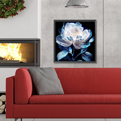 Snow-Colored Peony - Full Round Drill Diamond Painting 30*30CM