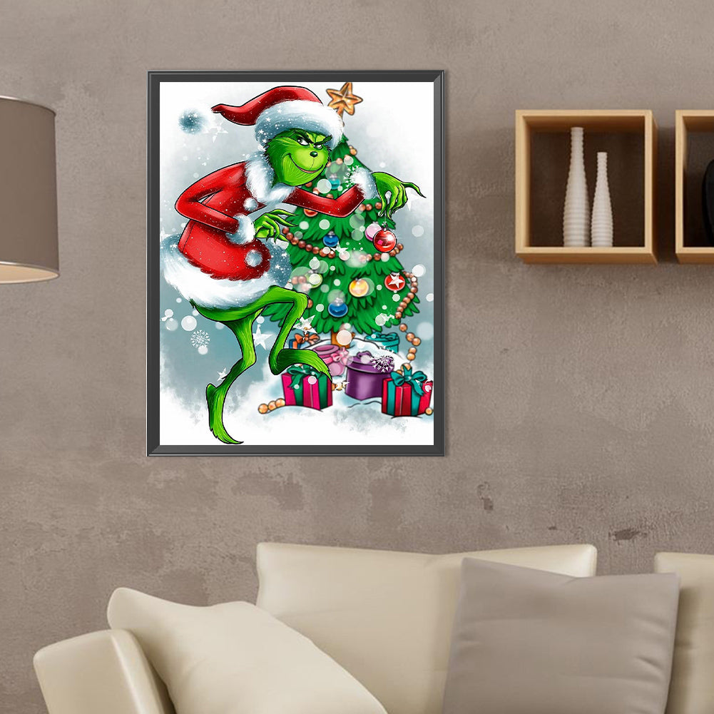 Christmas Green Monster - Full Round Drill Diamond Painting 30*40CM