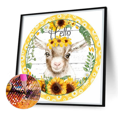 Sunflower Lamb - Full Round Drill Diamond Painting 30*30CM
