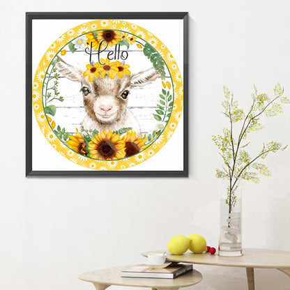 Sunflower Lamb - Full Round Drill Diamond Painting 30*30CM